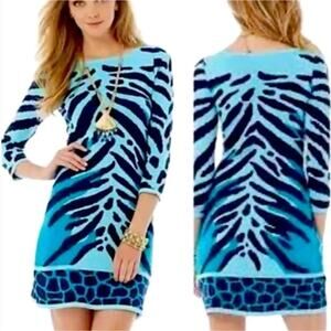Lilly Pulitzer Polly Animal Print Sweater Dress Women's Size Small